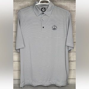 Footjoy FJ Men's Size XL Gray Striped Short Sleeve Polo Golf Shirt